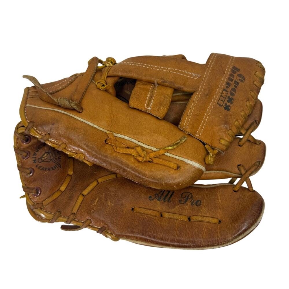 Vintage All Pro Cross Bar Web Leaguer Leather Youth Baseball Glove Mitt 9"